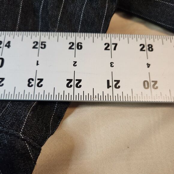 Ashley Stewart Women's 24 Navy White Striped STRETCH Long Sleeve Blazer Jacket - Picture 7 of 10